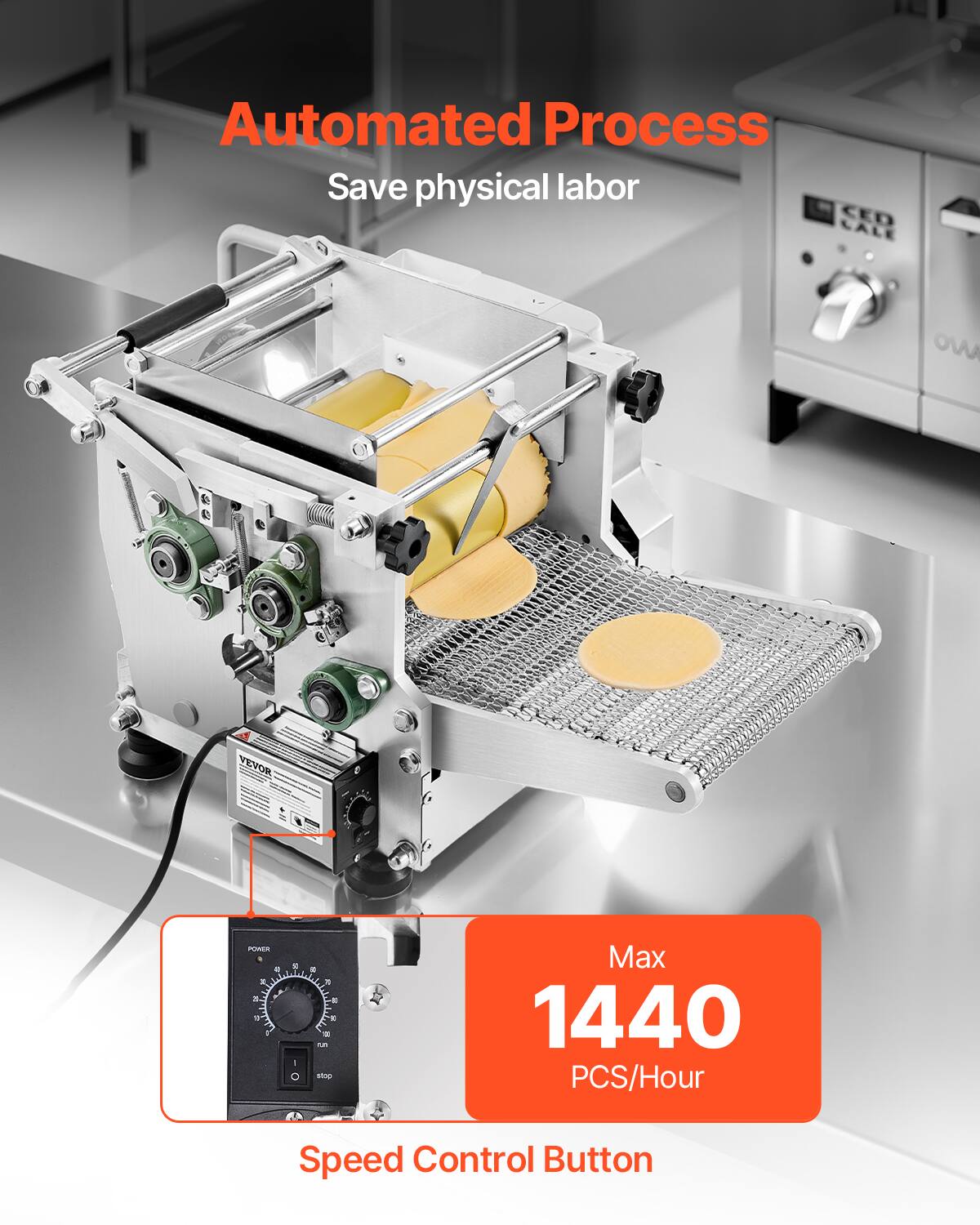 Automated Process  
Save physical labor  

Max 1440 PCS/Hour  

Speed Control Button