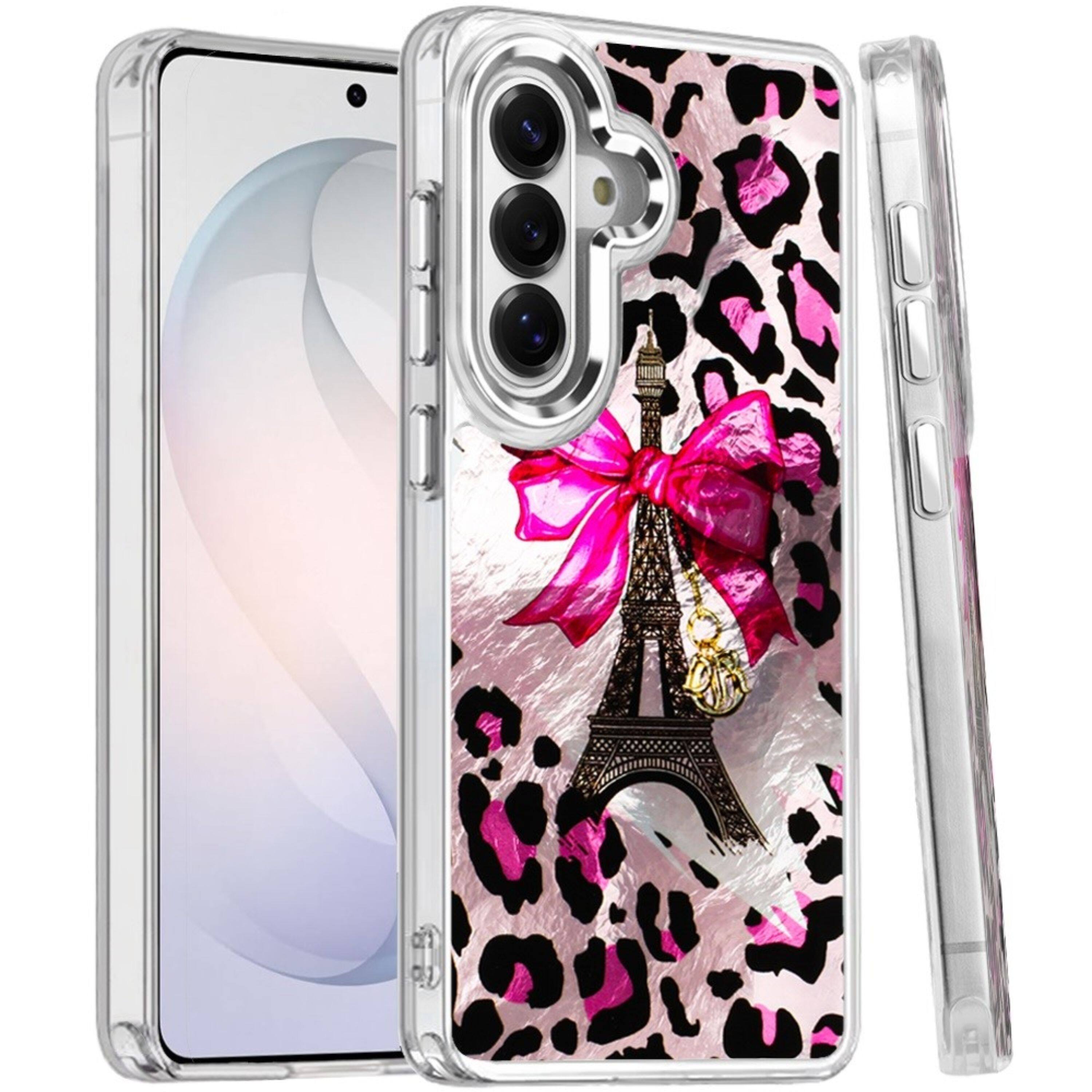 Angle. Kitcheniva - Cute In Mold Design Metallic Button Case With Tempered Glass For Samsung S26 FE C - Multicolor.