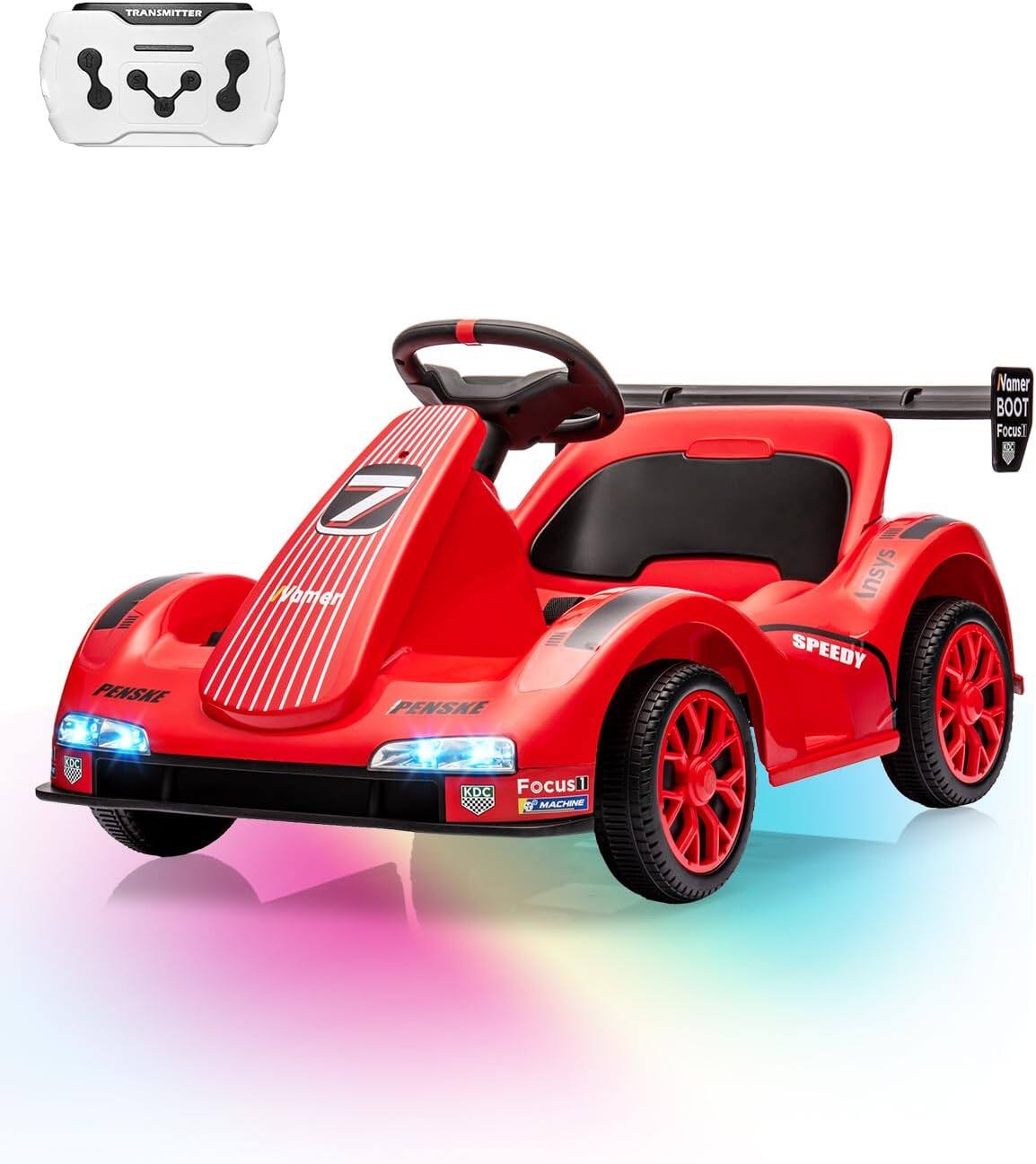 GARVEE - Electric Go Kart for Kids Ride on Race Car Remote Control LED Headlights 7AH Battery Powered for Toddlers Kids