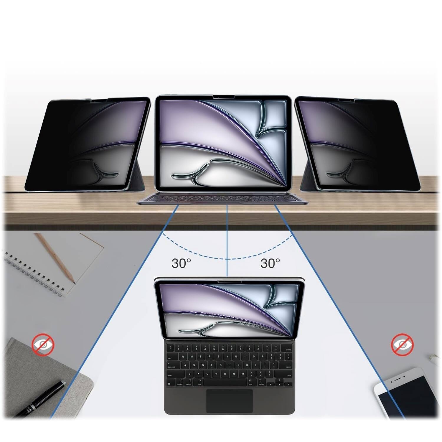 Alt View 14. SaharaCase - Easy Apply Tempered Glass Screen Protector for Apple iPad Air 13-inch (M2 2024 and M3 2025) - Privacy.