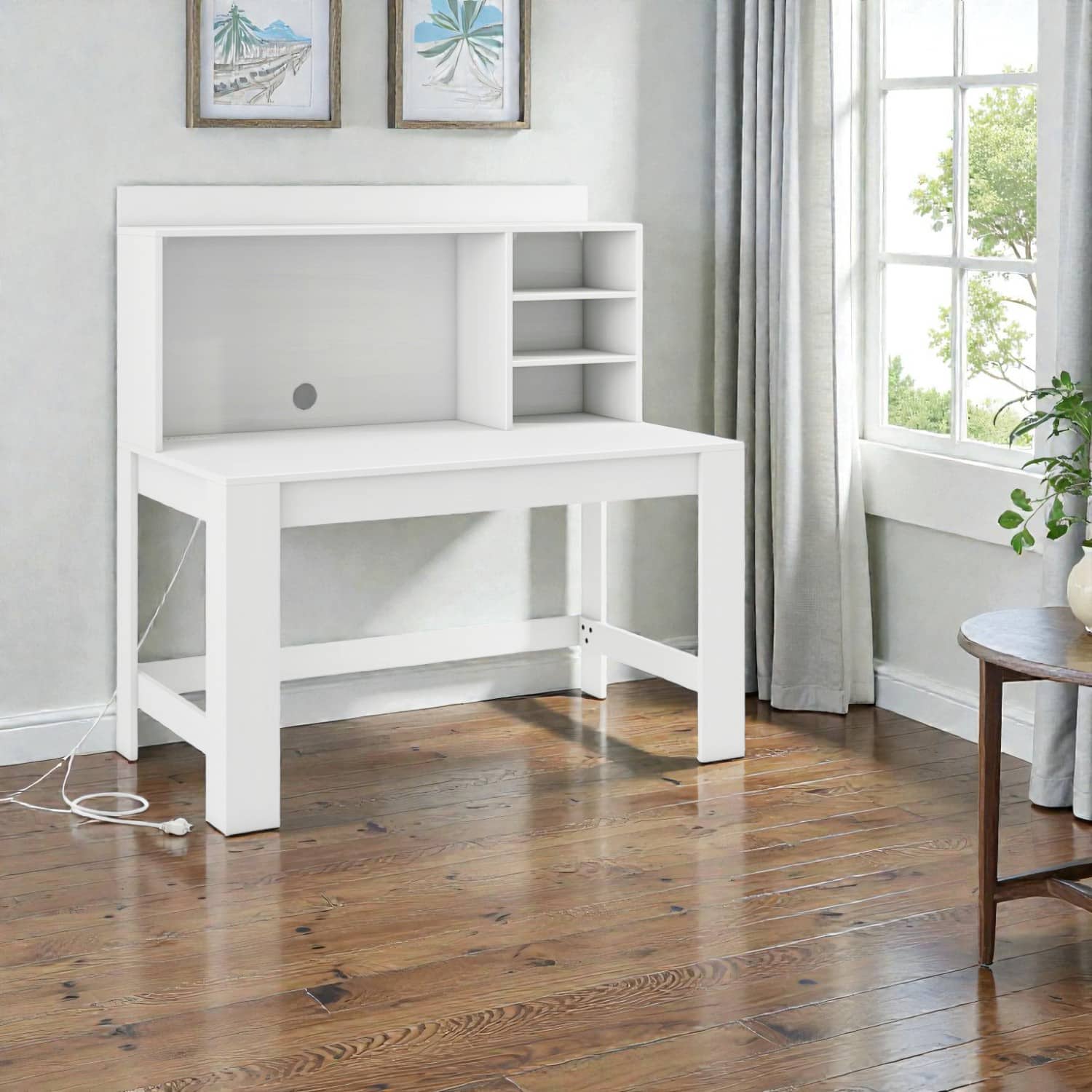 Hivvago - 48" Workstation Desk with Cable Routing Hole and Safety Anti-Tip Mechanism - White