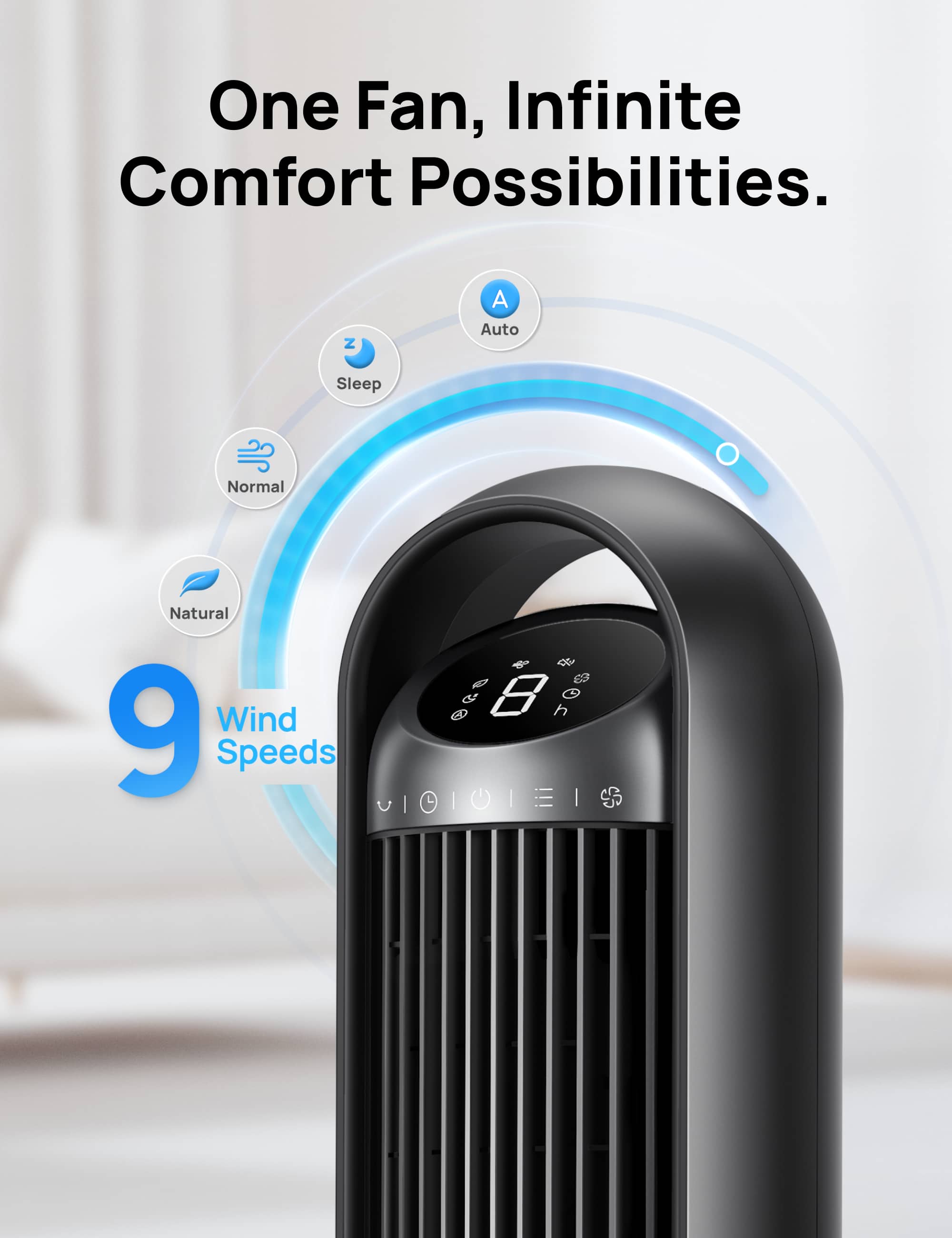 One Fan, Infinite Comfort Possibilities. 9 Wind Speeds.
