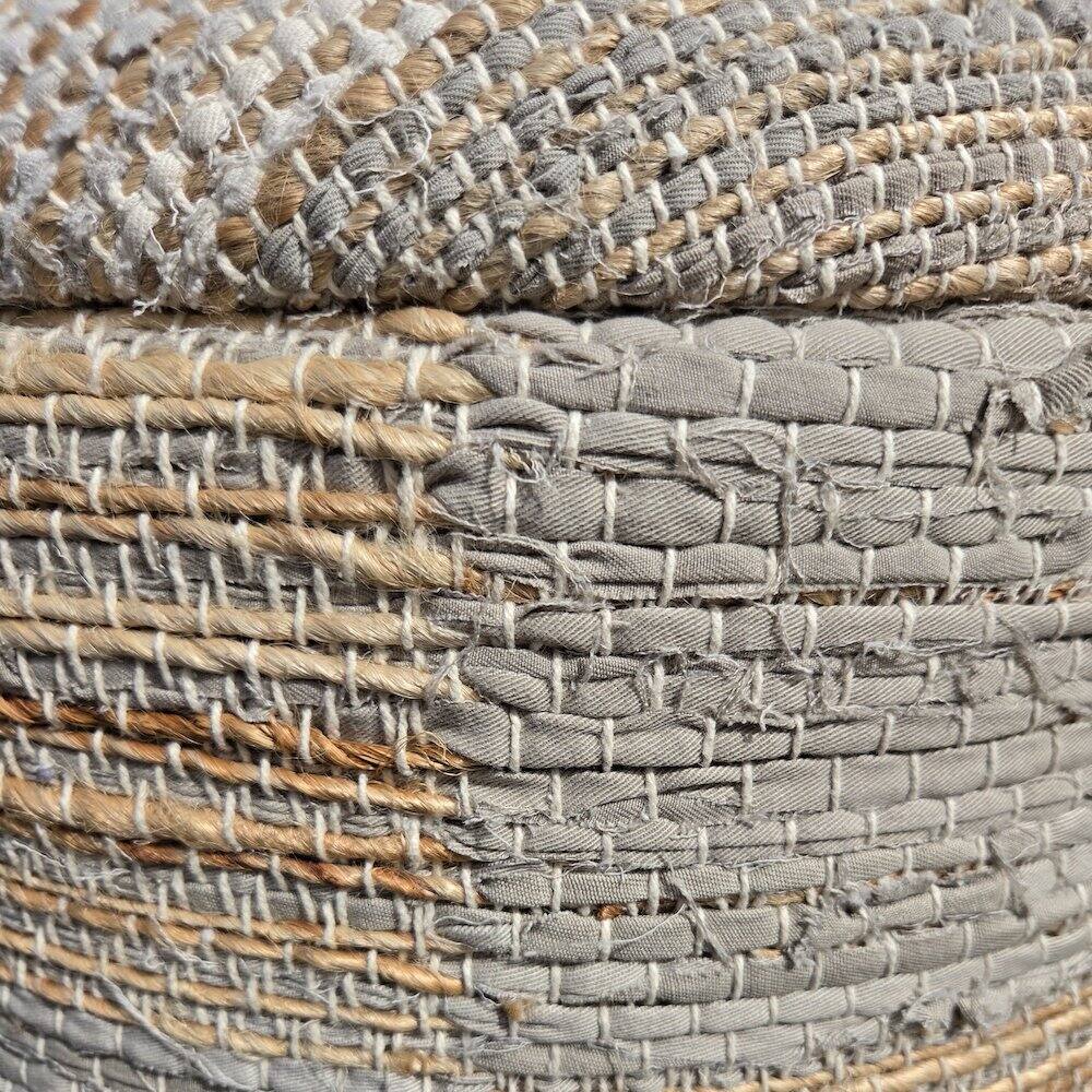 Back. Carolina Chair & Table - Handwoven Fabric Storage Ottoman - Multi-Purpose Foot Rest Yellow - Yellow.