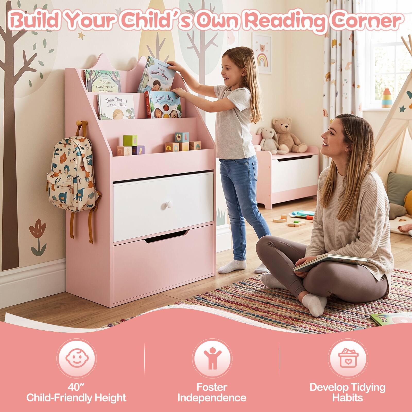 Build Your Child's Own Reading Corner

40" Child-Friendly Height
Foster Independence
Develop Tidying Habits