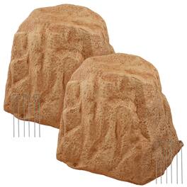 Sunnydaze - Set of 2 Artificial Polyresin Landscape Rocks with Stakes - Sand