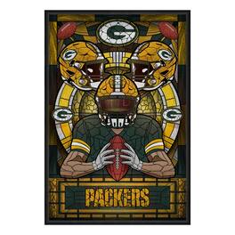Sporticulture - Bay Packers Framed Stained Glass Art Print - Green