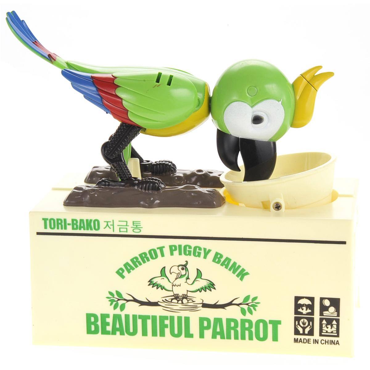 TORI-BAKO  
PARROT PIGGY BANK  
BEAUTIFUL PARROT  
MADE IN CHINA