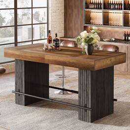 Tribesigns - Industrial Dining Table with Engineered Wood Construction and Slatted Design for Dining Room and Kitchen - Brown