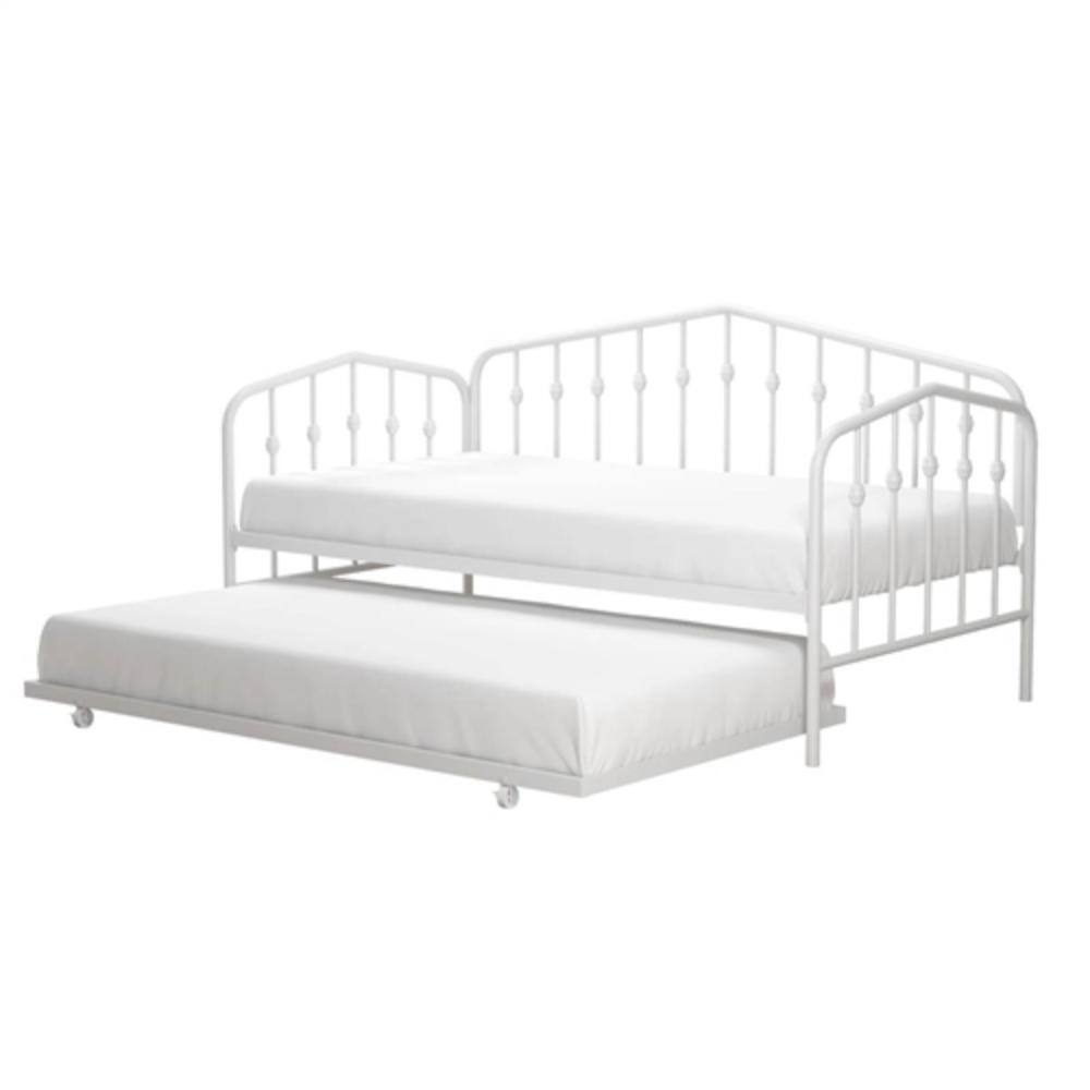 Alt View 1. Hivvago - Twin size Modern Industrial White Metal Daybed with Trundle Bed Frame - White.