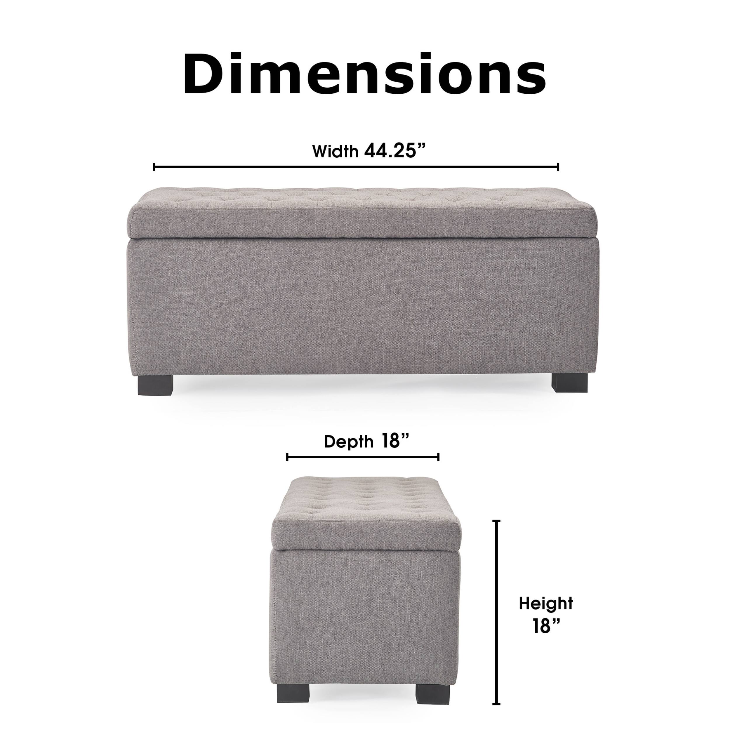 Alt View 11. Adore Decor - Arlo Upholstered Storage Bench - Gray.