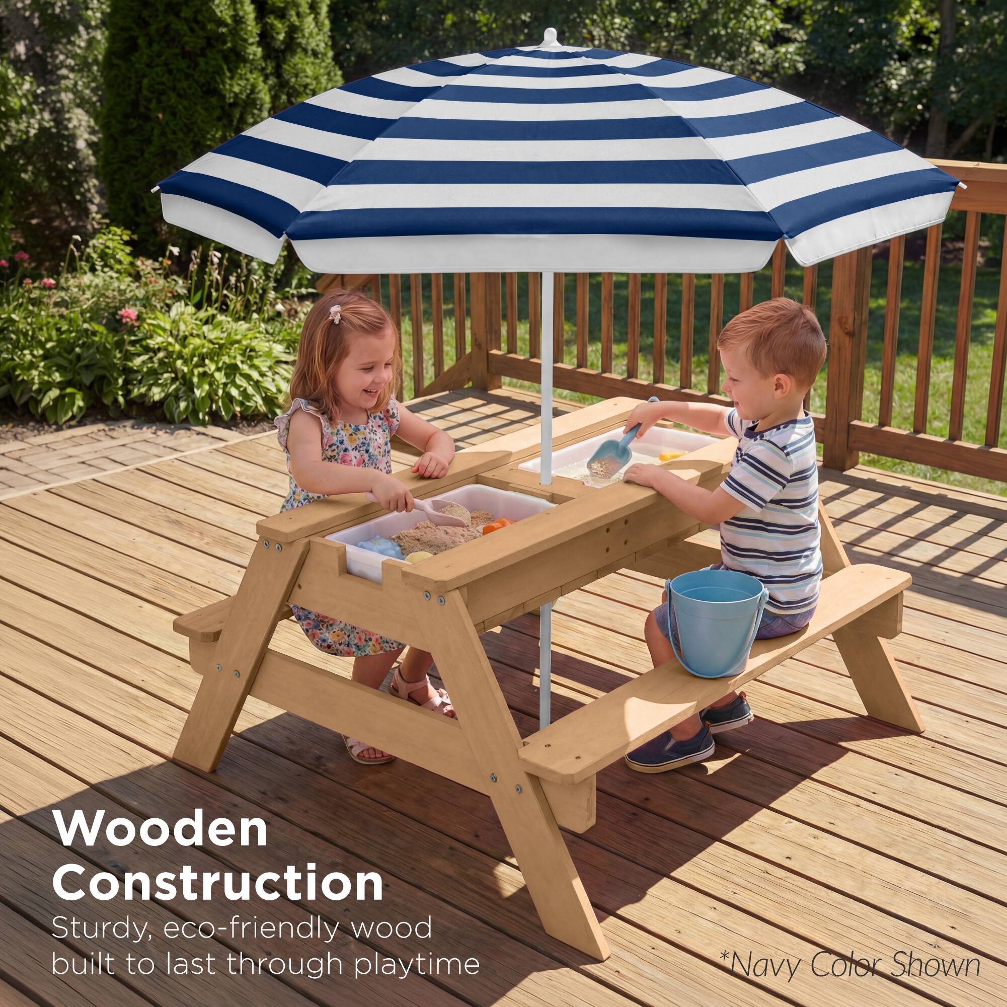 Wooden Construction  
Sturdy, eco-friendly wood built to last through playtime  
*Navy Color Shown