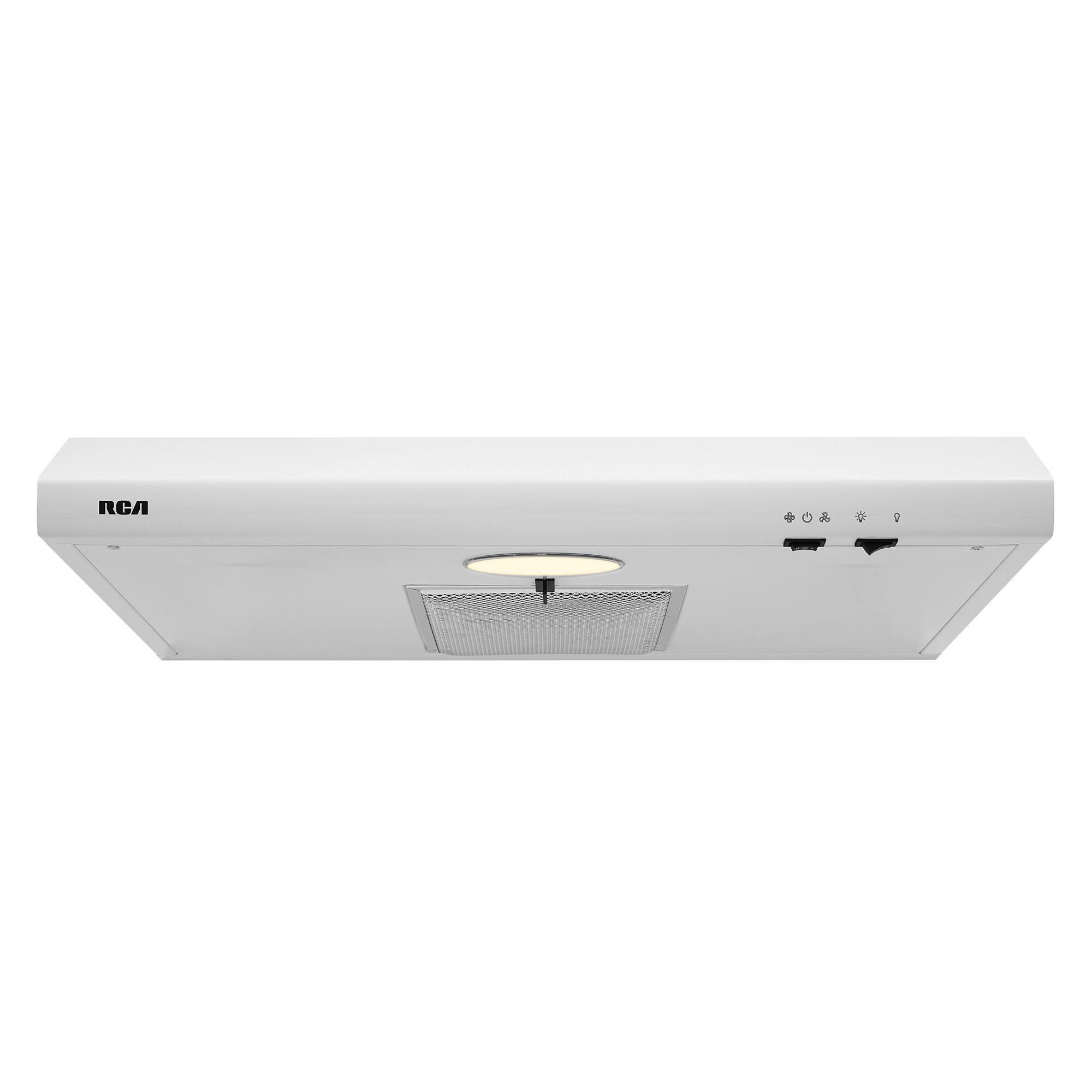 Front. RCA - R-RHUCC30SWH 30 in. Century Collection Ductless 160 CFM Under Cabinet Range Hood, Reusable Filter, Light, White - White.