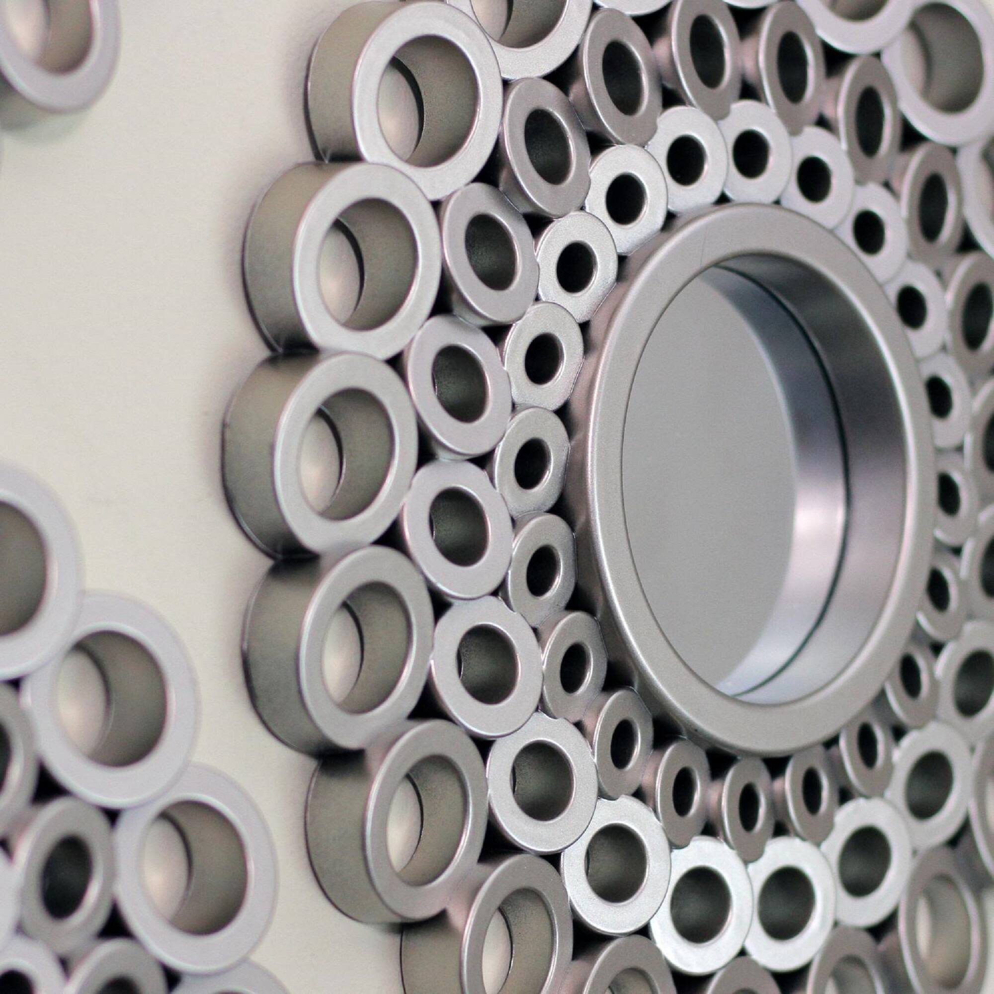 Alt View 3. Northlight - Set of 3 Round Gray Cascading Angular Orbs Mirrors 10" - Gray.