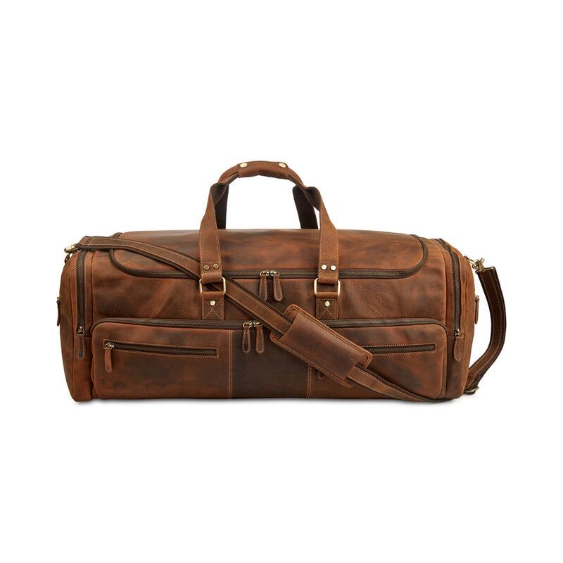Alt View 1. Luxorro - Leather Duffel Bag For men. 30 Inch - Dark Brown.