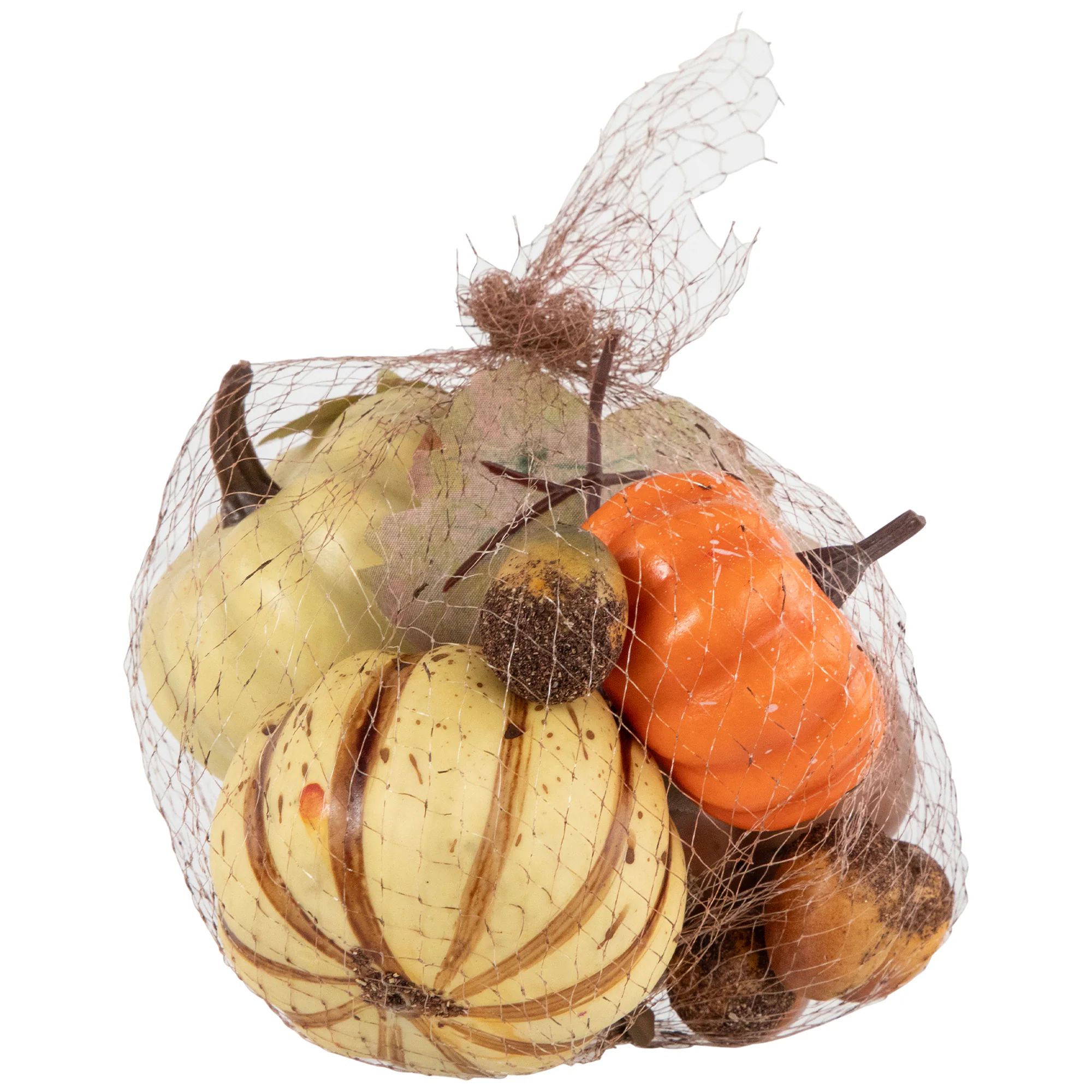 Alt View 6. Northlight - 11-Piece Fall Harvest Artificial Pumpkin, Acorn and Leaf Decoration Set - Brown.
