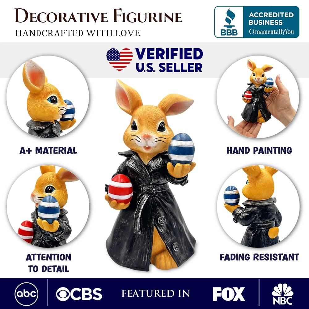 DECORATIVE FIGURINE  
HANDCRAFTED WITH LOVE  

VERIFIED U.S. SELLER  

A+ MATERIAL  
HAND PAINTING  
ATTENTION TO DETAIL  
FADING RESISTANT  

ACCREDITED BUSINESS  
OrnamentallyYou  

FEATURED IN  
abc  
CBS  
FOX  
NBC