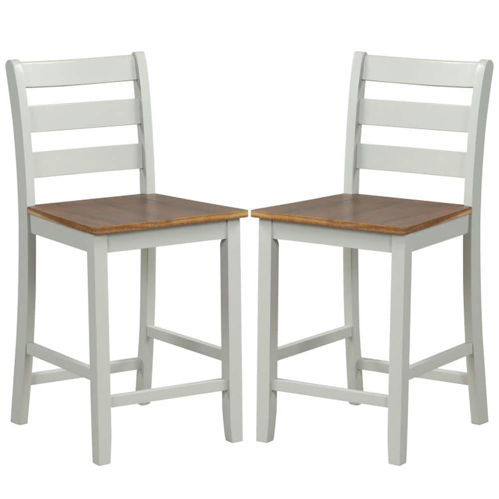 Kadyn - 2-Pc Set Counter Bar Stool with Inclined Backrest and Footrest-Gray, for Kitchen Island - Brown