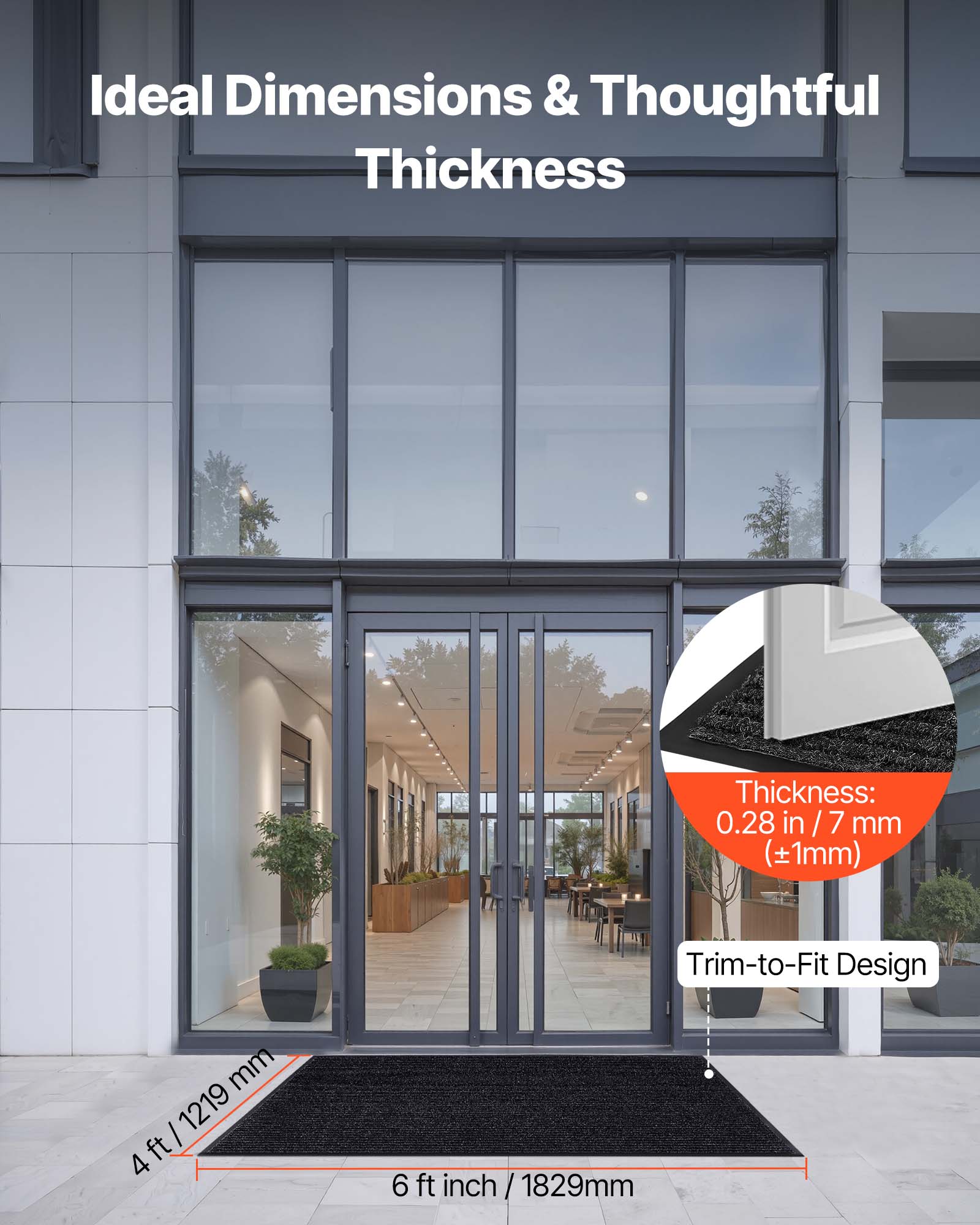 Ideal Dimensions & Thoughtful Thickness

Thickness: 0.28 in / 7 mm (±1mm)

Trim-to-Fit Design

4 ft / 1219 mm

6 ft inch / 1829 mm