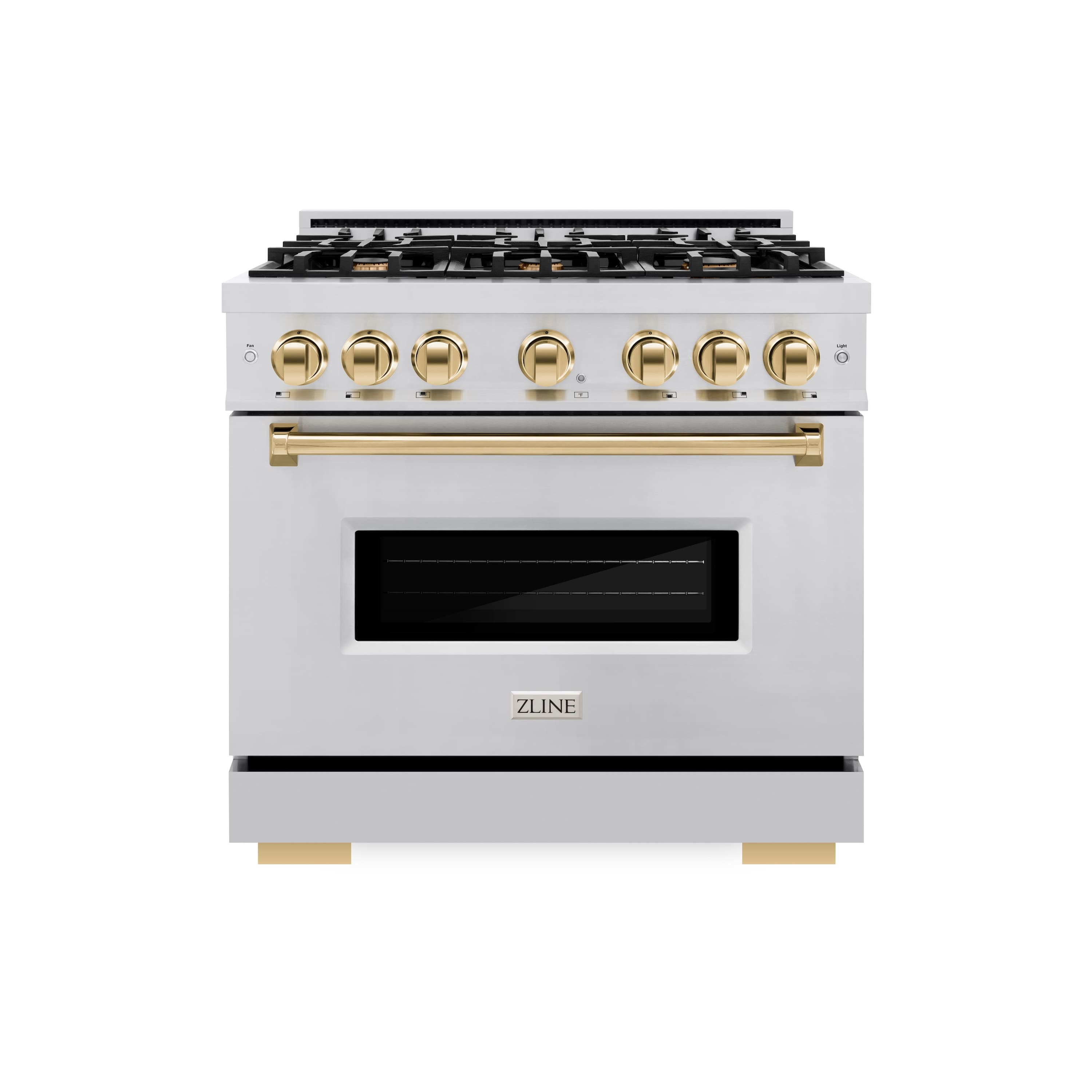 ZLINE - Autograph 36" Classic Dual Fuel Range w/ 6 Burners & Polished Gold Accents (CDRZ-36-G) - Stainless Steel