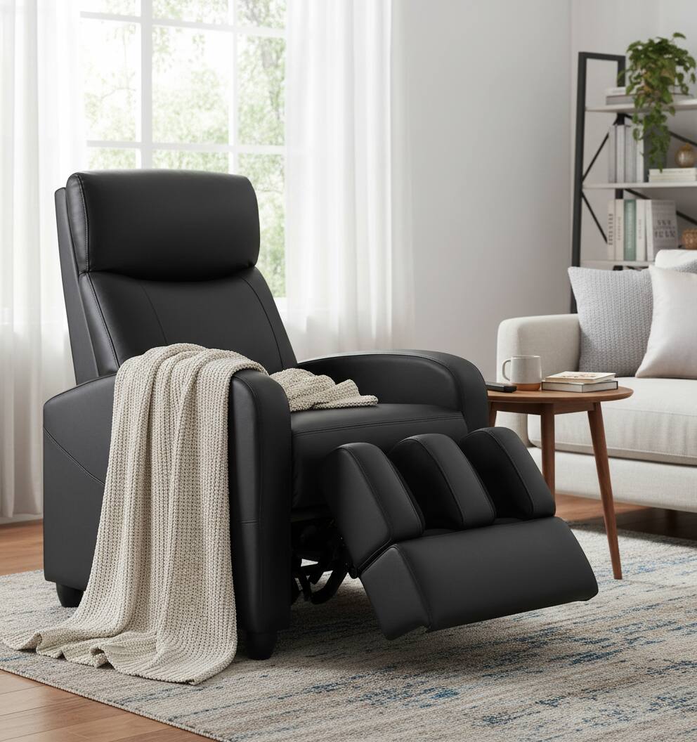 Alt View 6. AOITUN - Massage Recliner Chair with Heat, PU Leather Living Room Sofa, Vibration Heated Seat, Home Theater Armchair, Black - Black.