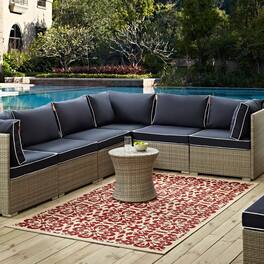 Modway - Ariana Vintage Floral Trellis Indoor and Outdoor Area Rug - Red and Beige