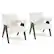 Front. Costway - 2 PCS Upholstered Armchair Modern Accent Chair with Natural Rubber Wood Legs - White.