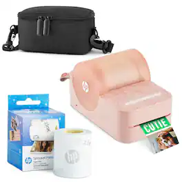 HP - Panorama Instant Label Printer & Photo Printer Starter Bundle - Pink