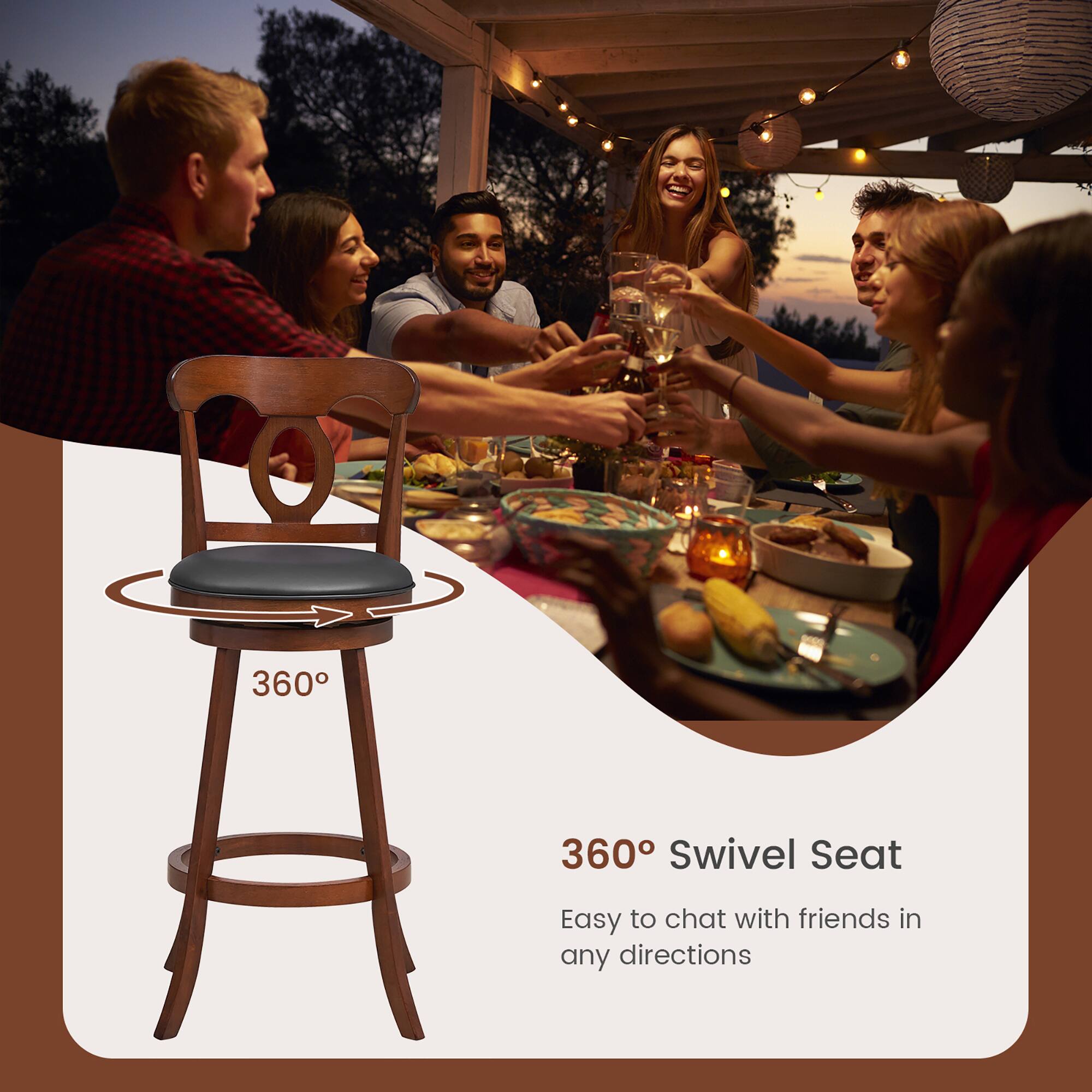 360° Swivel Seat, Easy to chat with friends in any directions