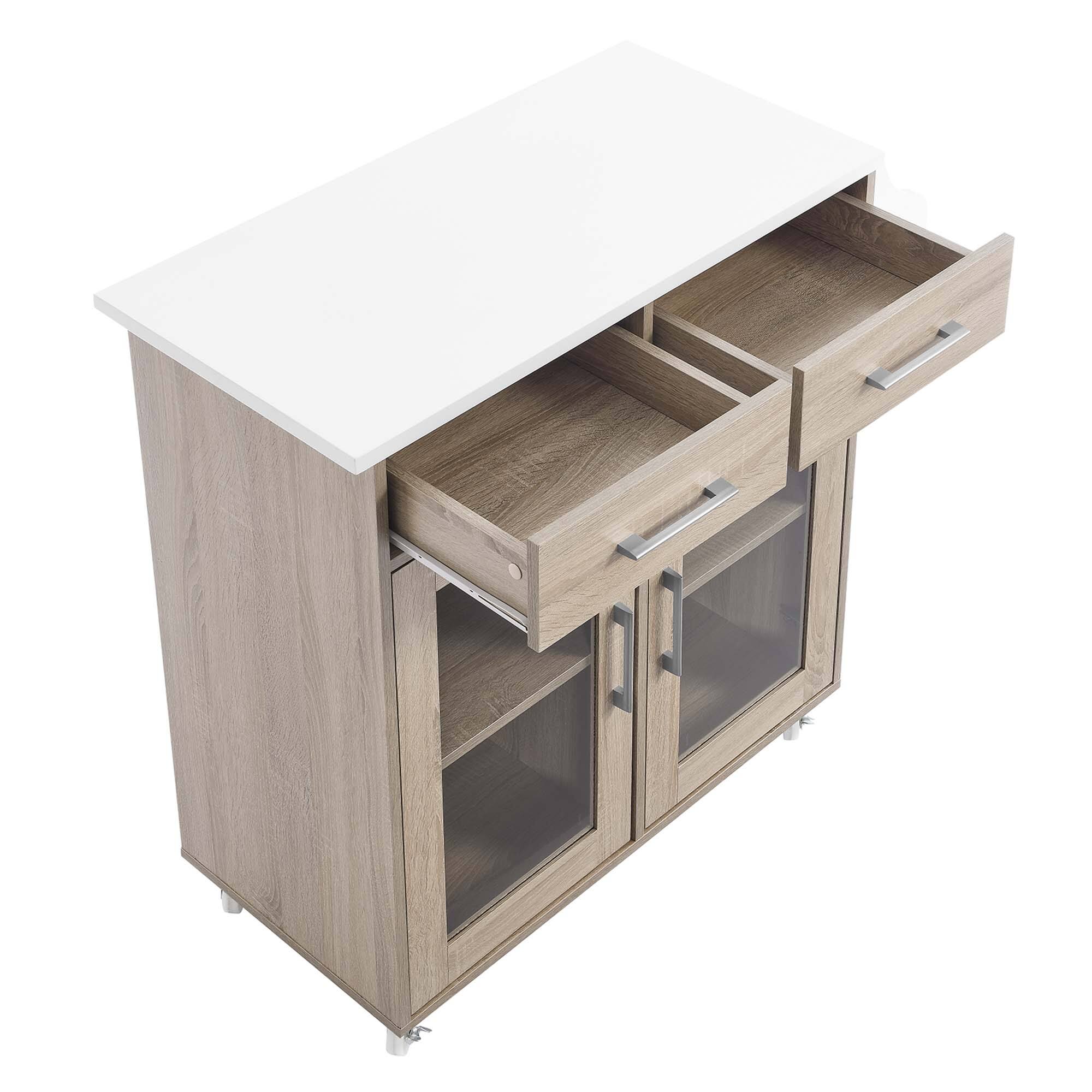 Alt View 6. Modway - Cuisine Kitchen Cart by Modway - Oak White.