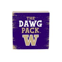 Evergreen Enterprises - Washington Huskies 6" Square Fan Chant Wood Block Shelf Sign - Multicolor