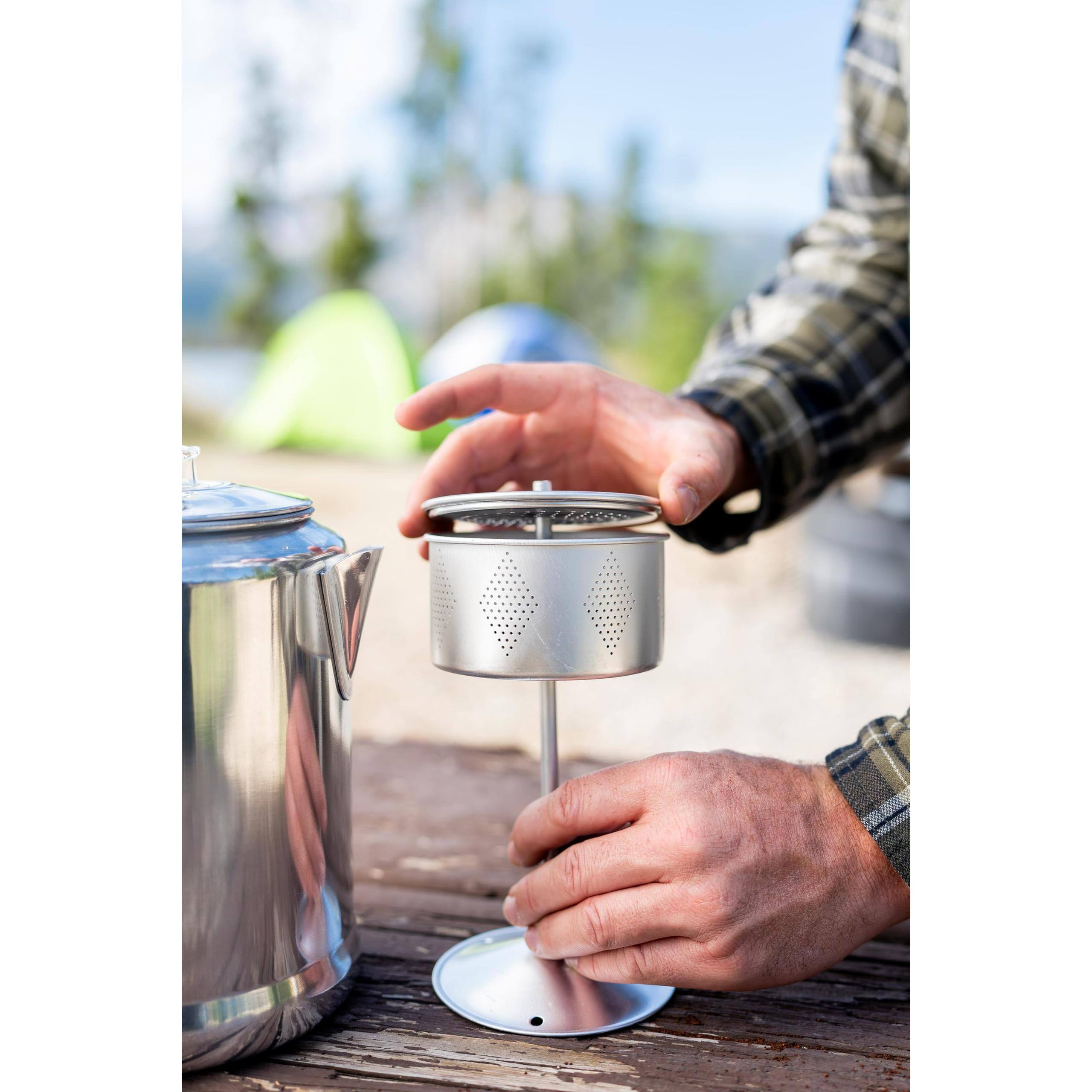 Alt View 6. Dapper Styles - Aluminum Percolator Coffee Pot With Wire Handle - 9 Cups-Without Filters.