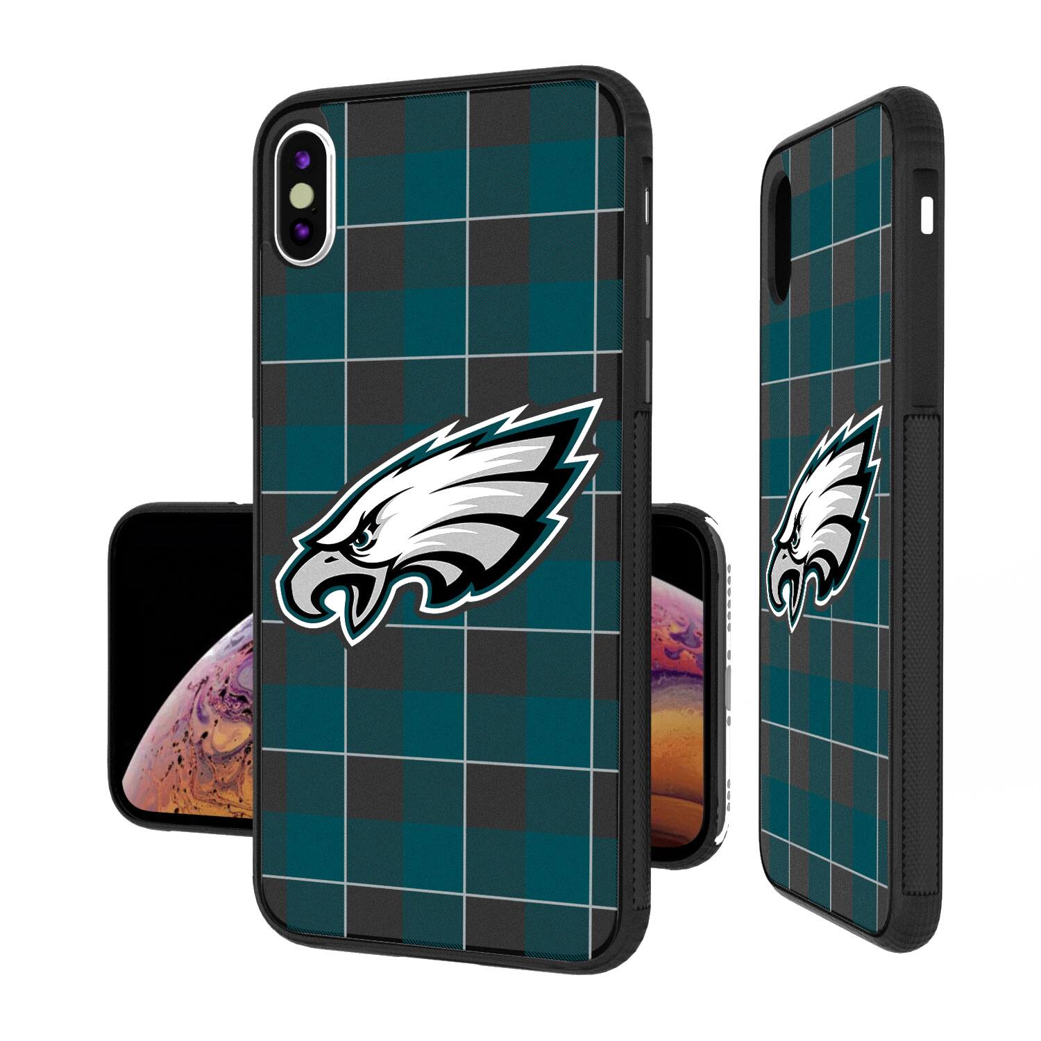 Alt View 1. Keyscaper - Philadelphia Eagles iPhone Plaid Design Bump Case - 13 Pro - Multicolor.
