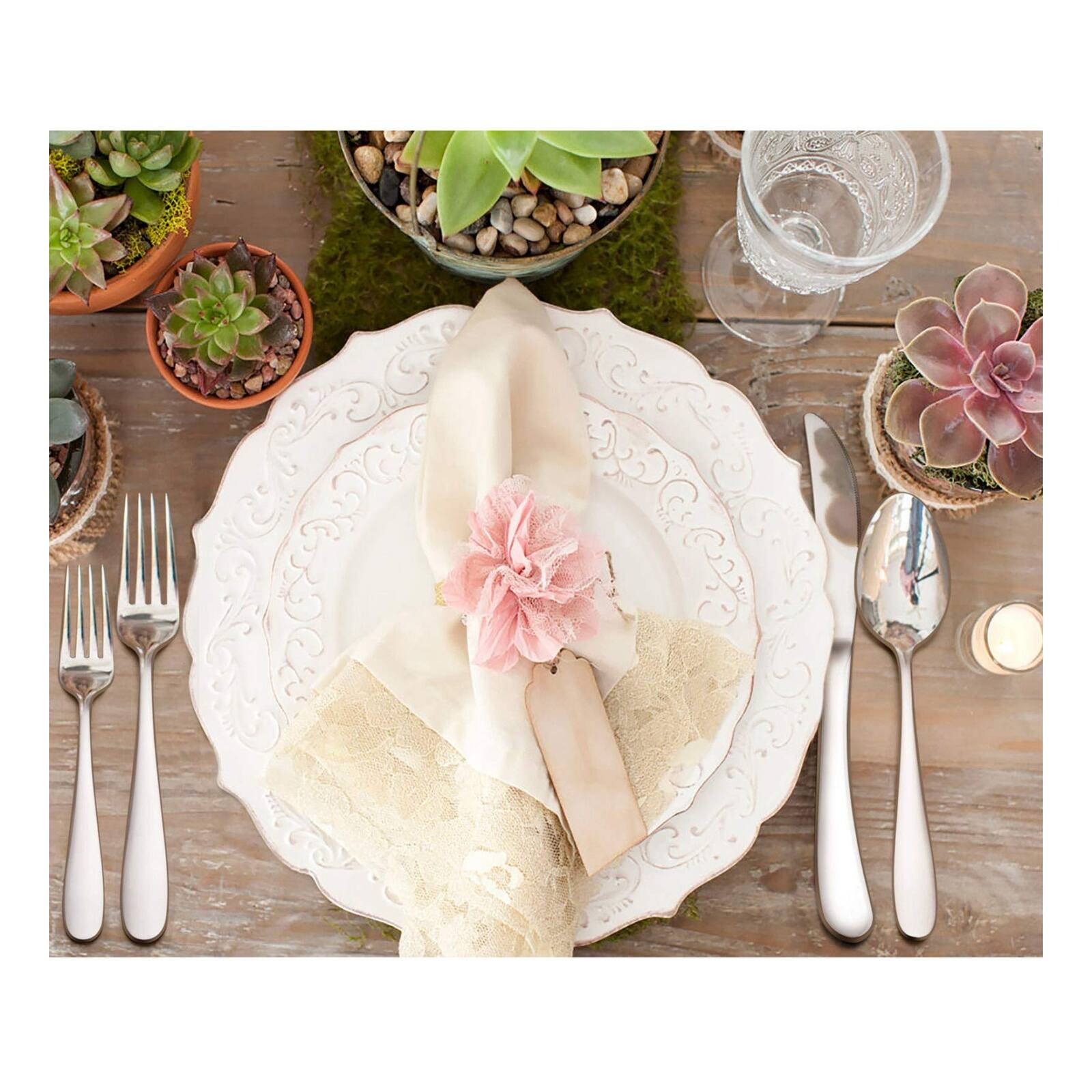 Back. Dazzed Corner - Silverware Set for 12, 60-Piece Stainless Steel Flatware Utensils - Silver.