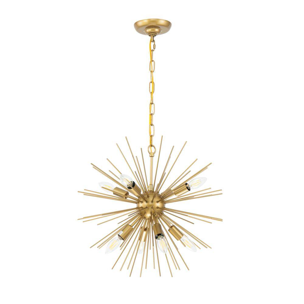 Alt View 9. Living District - Timber 8 light Brass pendant - Brass.