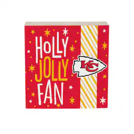 Evergreen Enterprises - Kansas City Chiefs 6" Holiday Wood Plock Shelf Sign - Multicolor