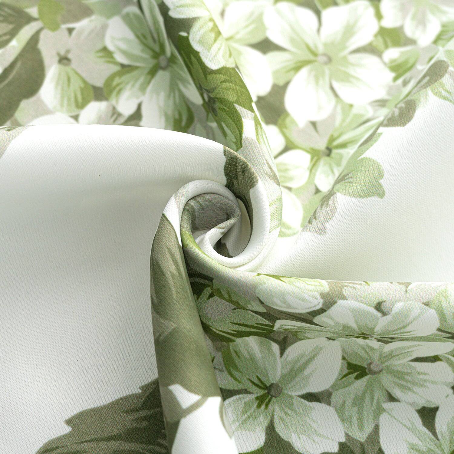 Left. Olivia Gray - Olivia Gray 100% Polyester 200 GSM Hydrangea Printed Blackout Grommet Curtain Panel 54" x 90" Green - Green.
