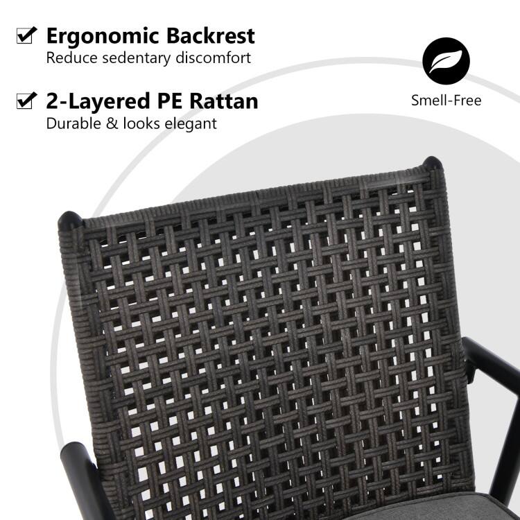 - Ergonomic Backrest
  - Reduce sedentary discomfort

- 2-Layered PE Rattan
  - Durable & looks elegant

- Smell-Free