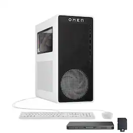 HP OMEN - 16L Gaming Desktop,AMD Ryzen 7 8700F,NVIDIA GeForce RTX 5060,32GB DDR5,2TB SSD+1TB Dock Set,Win 11 - White