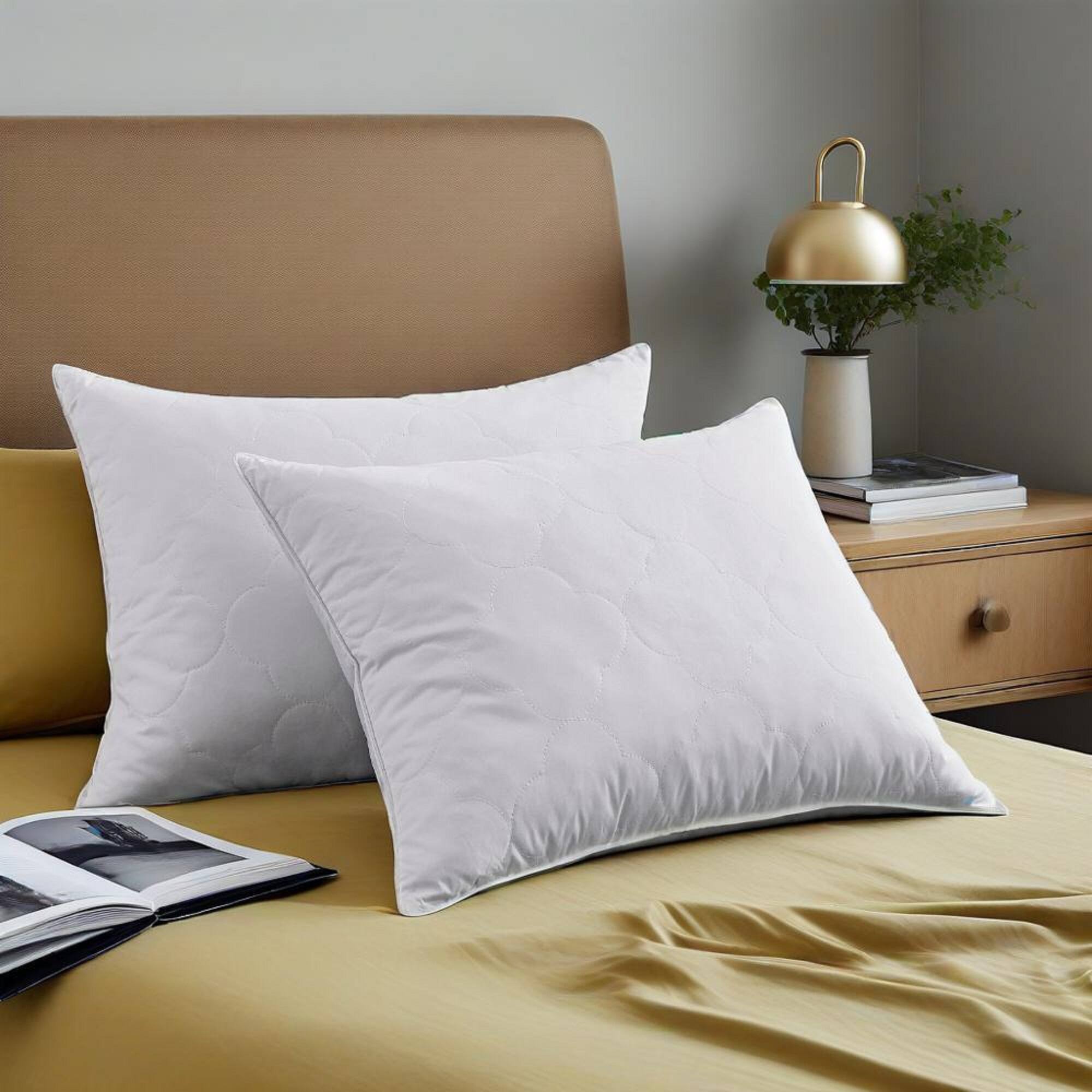 Angle. Peace Nest - Peace Nest 2 Pack Goose Feather Bed Pillows with Cotton Cover - White.