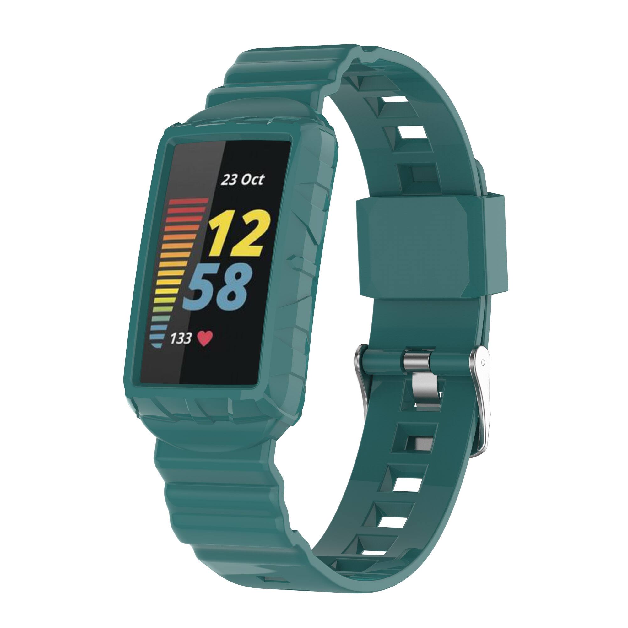 StrapsCo - Rugged Rubber Case Strap Silicone Watch Band For Fitbit Charge 6 - Green price history on PriceWatchPro