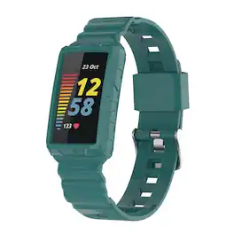 StrapsCo - Rugged Rubber Case Strap Silicone Watch Band For Fitbit Charge 6 - Green