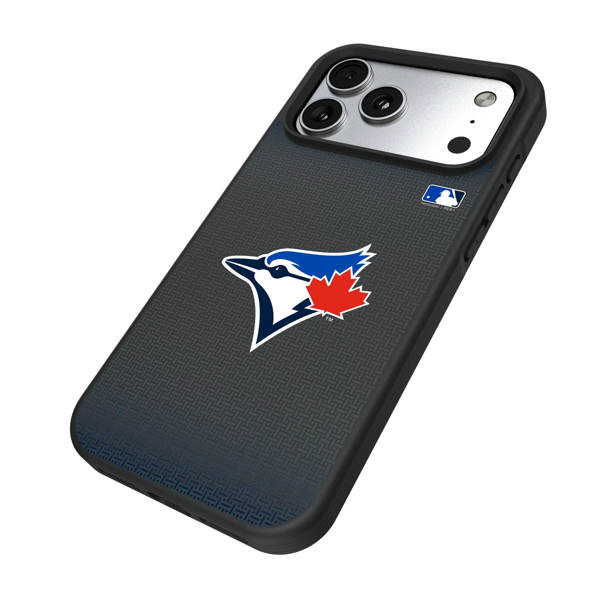 Alt View 1. Keyscaper - Toronto Blue Jays Bump Case with 8.2ft Drop Protection - 15 Plus - Black.