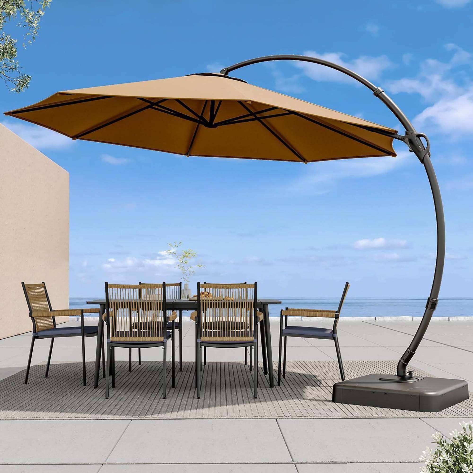 Alt View 1. Boyel Living - 12ft Tan Luxury Cantilever Patio Umbrella UV Protection - Tan.