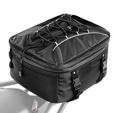 Front. VEVOR - Motorcycle Tail Bag, 22-34 L Expandable Motorcycle Rear Seat Bag with Waterproof Rain Cover, Outdoor Sports Motorbike - Black.
