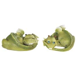 FC Design - 2-PC Cute Dragon Baby Resting Figurine Set 3.5"W Office/Computer Desk Tabletop Medieval Gaming Home Decor Gift - Multi-Color