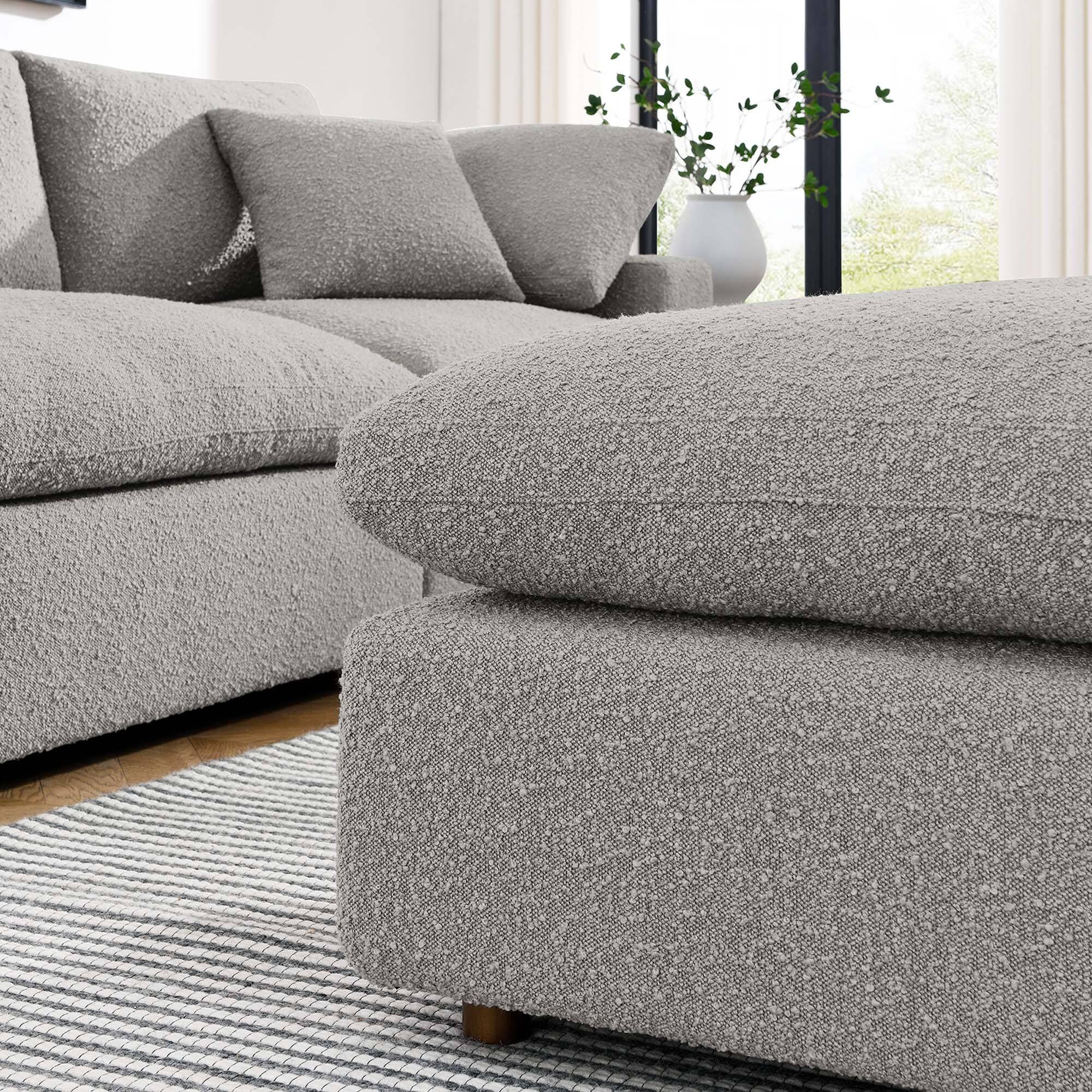 Alt View 1. Modway - Commix Down Filled Overstuffed Boucle Fabric Ottoman by Modway - EEI-6258-LGR.