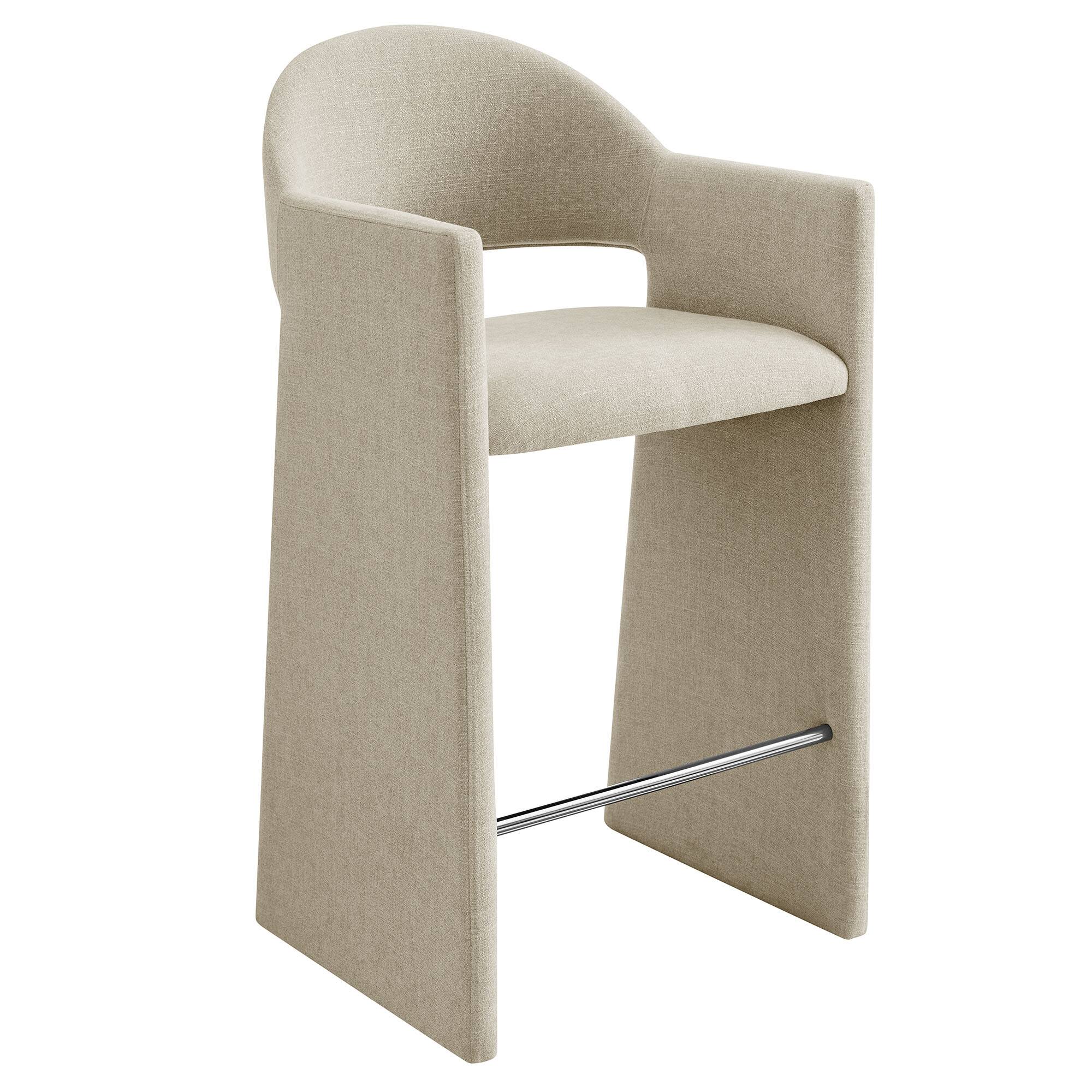 Angle. Modway - Talia 41 Inch 41 Inch Upholstered Fabric Bar Stool by Modway - Linen.