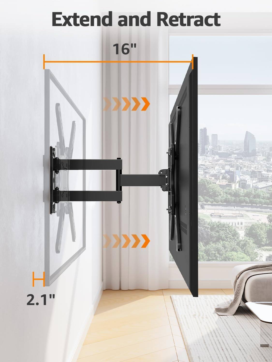 Extend and Retract  
16"  
H 2.1"