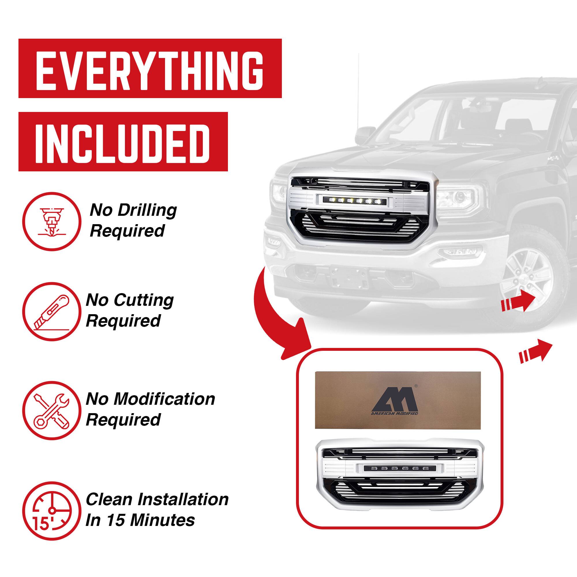 EVERYTHING INCLUDED

- No Drilling Required
- No Cutting Required
- No Modification Required
- Clean Installation In 15 Minutes