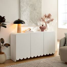 Dahlia Fluted and Scalloped Sideboard Storage Cabinet by Modway - White